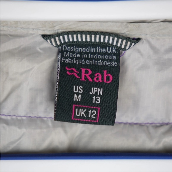 RAB NIKWAX Microlight Down Puffer Alpine Hooded Jacket Coat Size M Purple - Picture 10 of 14